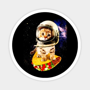 Space Cat Riding Tacos Magnet